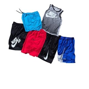 Nike Multi-Color Athletic Shorts & Tank Set - Black Red Blue Aqua Gray